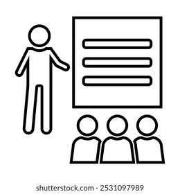 Lecture icon vector on white background, seminars, and public speaking