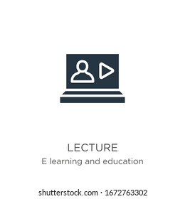Lecture icon vector. Trendy flat lecture icon from e learning and education collection isolated on white background. Vector illustration can be used for web and mobile graphic design, logo, eps10