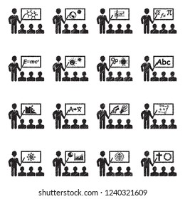 Lecture Icons. Black Scribble Design. Vector Illustration.