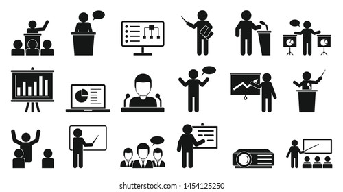 Lecture icons set. Simple set of lecture vector icons for web design on white background