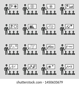 Lecture Icons. Sticker Design. Vector Illustration.