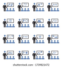 Iconos de conferencia. Diseño Plano De Dos Tonos. Ilustración vectorial.