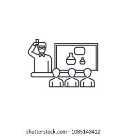 lecture lesson vector line icon, sign, illustration on background, editable strokes