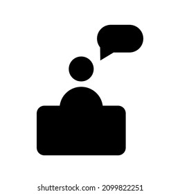 Lecture man silhouette. Public speaker. Speech frame. Black shape. Business concept. Vector illustration. Stock image. 
