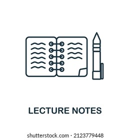 Lecture Notes Icon. Line Element From University Collection. Linear Lecture Notes Icon Sign For Web Design, Infographics And More.