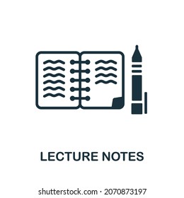 Symbol für Vorlesungen Monochrome Zeichen aus der Universitätssammlung. Symbol für kreative Vorlesungen für Webdesign, Infografiken und mehr