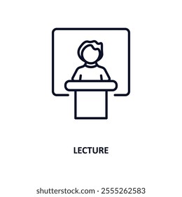 lecture outline icon.  Thin line icon from e learning and education collection. Editable vector isolated on white background