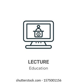 Lecture outline vector icon. Thin line black lecture icon, flat vector simple element illustration from editable online learning concept isolated on white background