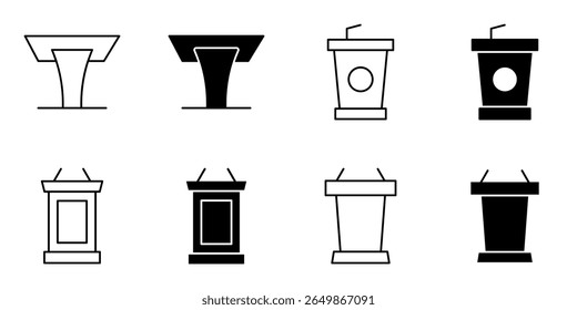 lecture podium, conference icon set