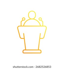 Icono de Vector de color de línea de degradado de podio de conferencia