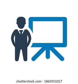 Icono de presentación de conferencia.profesor,conferencia (ilustración vectorial)