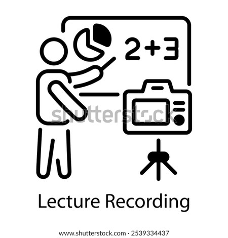 Lecture recording icon in outline style