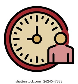 Lecture time clock icon. Outline lecture time clock vector icon color flat isolated