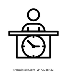 Lecture time icon. wall clock with flat style icons. Vector Illustrations.