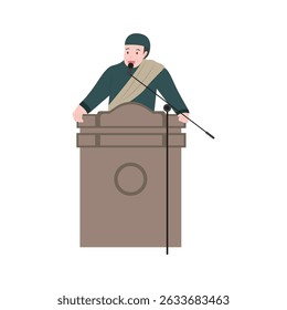 Palestra usando uma ilustração de microfone bom para eventos da comunidade de panfletos e com tema islâmico