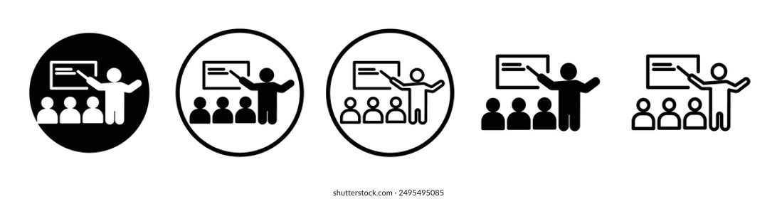 Lecture vector icon set in black and white color.