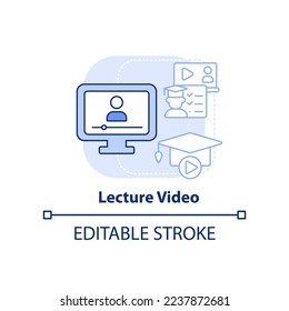 Lecture video light blue concept icon. Microlearning example abstract idea thin line illustration. Pedagogical tool. Isolated outline drawing. Editable stroke. Arial, Myriad Pro-Bold fonts used