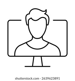 Lecturer Line Icon. E-learning, Education, Teaching, Online Study Icons Editable Stroke Vector Illustration