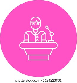 Projeto de ícone de vetor de linha do conferencista