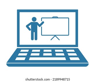 lecturer  teacher on laptop computer monitor online teaching concept icon