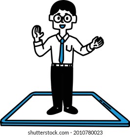  Lecturer teaching online on tablet