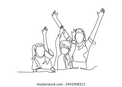 Lecturers teaching in class concept. Single line draw design vector graphic illustration.