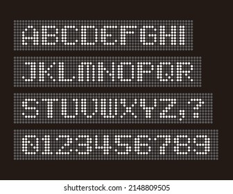 Led alphabet and number, vector illustration