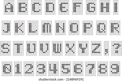 Led alphabet and number, vector illustration