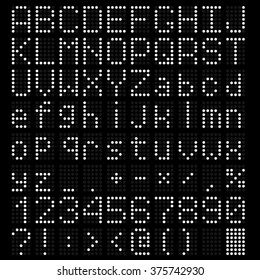 led alphabet vector font, neon dot letters svg