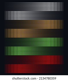 LED background. Vector illustration of glowing light bulbs of different colors for a running line. A sketch for creativity.
