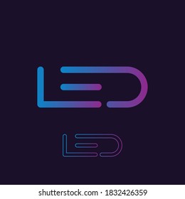 LED blue Purple color gradient logo vector design