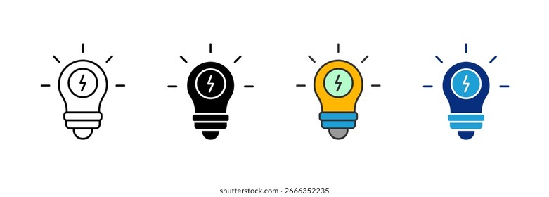 Led Bulb Icon Set Multiple Style Collection