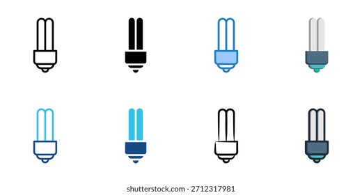 Conjunto de iconos de bombilla led colección de Vector de estilo múltiple. Trazo editable 
