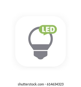 Led Bulb Icon, Vector Pictogram