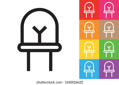 Led Bulb. Line Icon With Different Color Background.