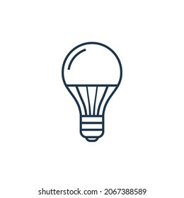 Symbol der LED-Lampe-Linie. Leuchtendes Logo der Wirtschaftsenergie-Idee mit Vektorgrafik