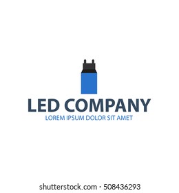 Led bulb logo. Led company logo. LED illumination. Corporate logo design