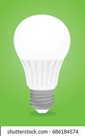 Led Bulb On Green Background. Vector Illustration 