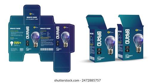 Led Bulb Packaging Box Design and illustration Vector