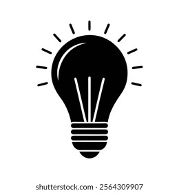 LED Bulb Silhouette Vector Art Illustration - Black Color Design
