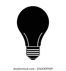 LED Bulb Silhouette Vector Art Illustration - Black Color Design
