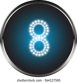 LED button number eight, Vector illustration