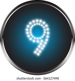 LED button number nine, Vector illustration