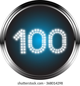 LED button number one hundred, Vector illustration