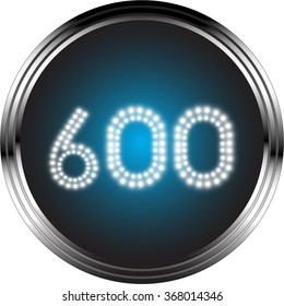 LED button number six hundred, Vector illustration