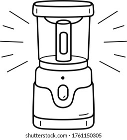 LED Camping Lantern. Vector Outline Icon.