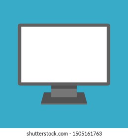 LED computer display monitor with white blank flat screen isolated on blue background. vector illustration 