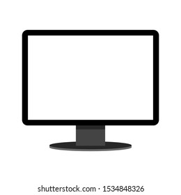 LED Computer Monitor Display With Blank White Screen Isolated  On White Background. Vector Illustration