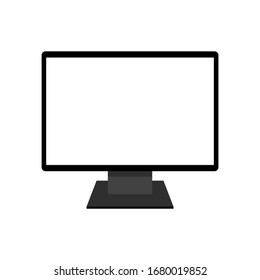 LED computer monitor display with blank white screen isolated on white background. vector illustration