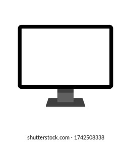 LED computer monitor display with blank white screen isolated on white background. vector illustration